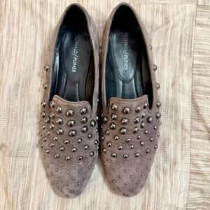 Donald Pliner Gray Suede loafers with metal stud detail size 8